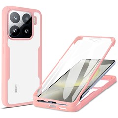 for Xiaomi 15 Case Acrylic + TPU Clear Phone Cover with PET Screen Film - Pink