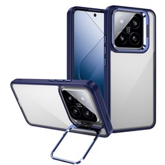 For Xiaomi 14 Pro Case Lens Frame Kickstand TPU + Acrylic Protective Phone Cover - Sapphire