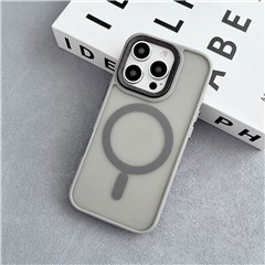 For iPhone 16 Pro Case Compatible with MagSafe TPU + Acrylic Phone Back Cover Diamond Texture - Grey