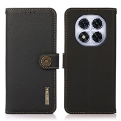 KHAZNEH Wallet Case for Xiaomi Redmi Note 14 Pro 5G / Poco X7 5G Genuine Cow Leather Phone Cover - Black