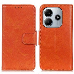 For Xiaomi Redmi Note 14 5G Case Nappa Texture Split Leather Wallet Phone Cover - Orange