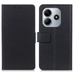 For Xiaomi Redmi Note 14 5G Case PU Leather Stand Wallet Phone Cover - Black