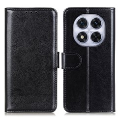 For Xiaomi Redmi Note 14 Pro 4G Case Crazy Horse Texture PU Leather Phone Stand Cover - Black