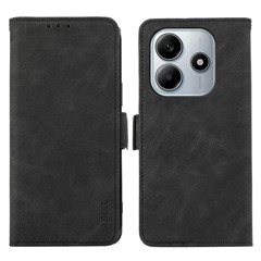 ABEEL For Xiaomi Redmi Note 14 5G Case PU Leather Folio Stand View RFID Blocking Phone Cover - Black