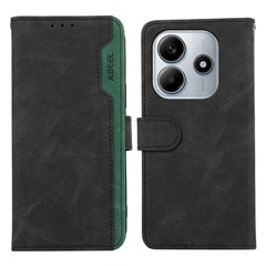 ABEEL For Xiaomi Redmi Note 14 5G Case Color Splicing Leather Flip Phone Cover RFID Blocking - Black