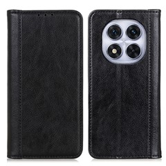 For Xiaomi Redmi Note 14 Pro 5G / Poco X7 5G Stand Case Split Leather Litchi Texture Wallet Phone Cover - Black