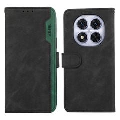 ABEEL For Xiaomi Redmi Note 14 Pro 5G / Poco X7 5G Case Color Splicing Leather Flip Phone Cover RFID Blocking - Black