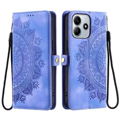 For Xiaomi Redmi Note 14 4G (163.25mm) Wallet Case Leather Phone Cover Skin Feel Totem Imprinted - Purple