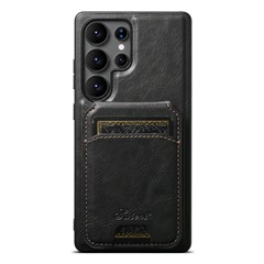 SUTENI H15 For Samsung Galaxy S25 Ultra Magnetic Case Detachable Card Holder Phone Cover - Black