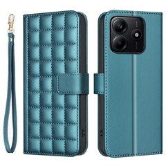 BINFEN COLOR for Xiaomi Redmi Note 14 4G (163.25mm) Leather Case Wallet Square Grid Phone Cover - Green