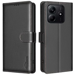 BINFEN COLOR BF32 For Xiaomi Redmi Note 14 4G (163.25mm) Leather Case Wallet RFID Blocking Phone Cover - Black