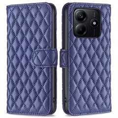 BINFEN COLOR BF Style-14 For Xiaomi Redmi Note 14 4G (163.25mm) Case Rhombus Phone Leather Cover Stand - Blue