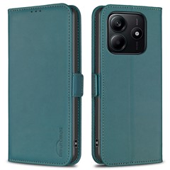 BINFEN COLOR BF31 For Xiaomi Redmi Note 14 4G (163.25mm) Case PU Leather Flip Folio Phone Wallet Cover - Green