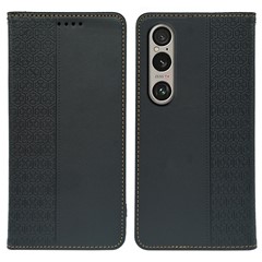 For Sony Xperia 1 V Case Four Leaf Clover Leather Flip Phone Cover Stand Wallet - Black