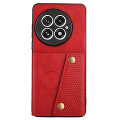 For OnePlus 13 Case with Card Slots Kickstand Leather + TPU Phone Cover - Red