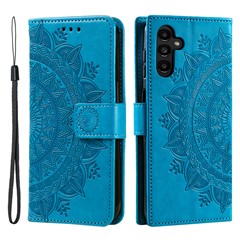 For Samsung Galaxy A26 5G Case Imprinted Totem PU Leather Wallet Stand Phone Cover - Blue