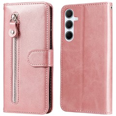 For Samsung Galaxy A36 5G Case Zipper Wallet Calf Texture PU Leather Phone Cover - Pink