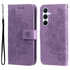 For Samsung Galaxy A36 5G Case Floral Pattern PU Leather Wallet Stand Phone Cover - Purple