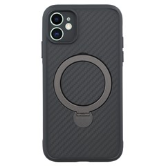 For iPhone 11 Case Compatible with MagSafe Kickstand TPU + PC Phone Cover Carbon Fiber Texture