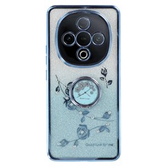 KADEM For vivo Y300 5G Case Ring Kickstand TPU Flowers Phone Cover Gradient Glitter - Blue