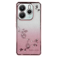 KADEM For Xiaomi Redmi Note 14 5G Case Flower TPU Flexible Gradient Phone Cover - Rose Gold