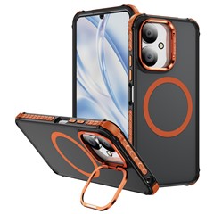 Matte Phone Cover for Xiaomi Redmi 13C 5G / 13C 4G / 13R 5G / Poco M6 5G Magnetic Case with Lens Kickstand - Orange