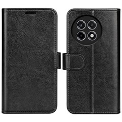 For OnePlus Ace 5 Pro 5G Wallet Case Crazy Horse Texture Stand Leather Phone Cover - Black