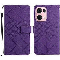 For Oppo Reno13 Pro 5G Wallet Phone Case Imprint PU Leather Flip Folio Cover - Dark Purple