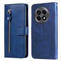 For OnePlus 13R 5G / Ace 5 5G / Ace 5 Pro 5G Case Zipper Wallet Calf Texture PU Leather Phone Cover - Blue