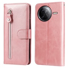 For Xiaomi Poco F7 Ultra 5G / Redmi K80 Pro 5G Case Zipper Wallet Calf Texture PU Leather Phone Cover - Pink