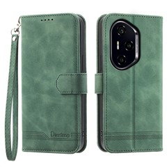 DIERFENG DF-03 For Honor 300 Pro / 300 Ultra Leather Case Lines Imprint Wallet Phone Cover - Green