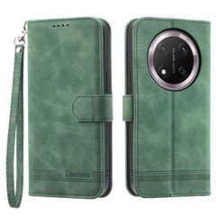 DIERFENG DF-03 For Honor Magic7 Lite 5G / X9c 5G / X60 Pro 5G Leather Case Lines Imprint Wallet Phone Cover - Green