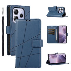 DF-06 For Xiaomi Redmi Note 14 4G (163.25mm) Phone Case Line Imprint Leather Wallet Cover - Blue