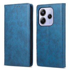For Xiaomi Redmi Note 14 4G (163.25mm) Wallet Case RFID Blocking PU Leather Phone Cover - Blue