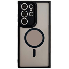 For Samsung Galaxy S24 Ultra Magnetic Case TPU + PC Skin Touch Matte Phone Cover - Black