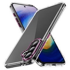 For Samsung Galaxy A56 5G Case Crystal Clear PC + TPU Shockproof Phone Cover - Pink