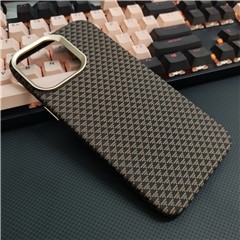 GKK For iPhone 16 Pro Max Magnetic Case with Metal Lens Frame Hard PC Phone Back Cover Carbon Fiber Texture - Gold