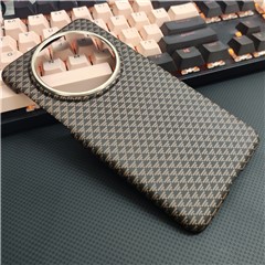 GKK For Huawei Mate 70 Magnetic Case with Metal Lens Frame Hard PC Phone Back Cover Carbon Fiber Texture - Gold