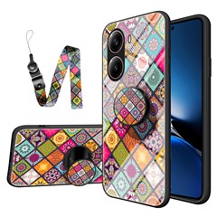 For Xiaomi Redmi Turbo 4 5G Case Kickstand Ethnic Pattern Tempered Glass Phone Cover with Strap - Color Pattern