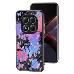 For Xiaomi Poco X7 5G / Redmi Note 14 Pro 5G Case TPU + Tempered Glass Phone Back Cover Butterfly Pattern - Brilliant Butterfly