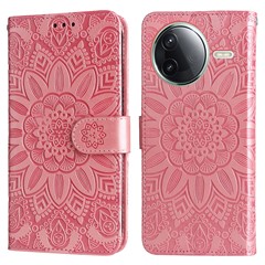 For Xiaomi Poco F7 Pro 5G / Redmi K80 5G Case Sunflower Imprint Leather Wallet Phone Cover - Pink