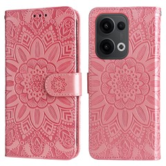 For Oppo Reno14 F 5G / Reno14 5G (Global) / Reno13 5G (Global) Case Sunflower Imprint Leather Wallet Phone Cover - Pink