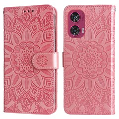 For Motorola Edge 50 Fusion 5G / G96 5G Case Sunflower Imprint Leather Wallet Phone Cover - Pink