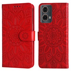 For Motorola Moto G85 5G  /  S50 Neo 5G Case Sunflower Imprint Leather Wallet Phone Cover - Red