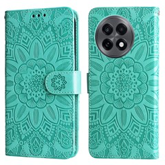 Wallet Case for OnePlus 13R 5G / Ace 5 5G / Ace 5 Pro 5G Leather Phone Cover Sunflower Imprint - Green