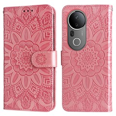 For vivo S20 Pro 5G Case Sunflower Imprint Leather Wallet Phone Cover - Pink