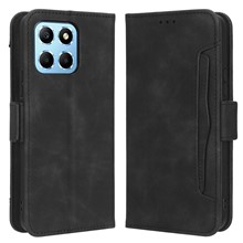 For Honor 70 Lite 5G / X6 4G / Honor Play6C / X8 5G Anti-drop PU Leather Folio Phone Case Stand Multiple Card Slots Magnetic Protective Flip Cell Phone Cover - Black