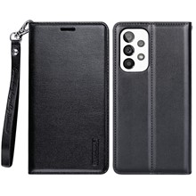 HANMAN Minuo Series for Samsung Galaxy A23 4G / 5G (Global Version) Wallet Stand Phone Case PU Leather Full Protection Cover - Black