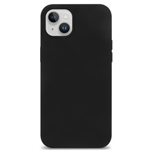 For iPhone 14 Solid Silicone Phone Case Soft Fiber Lining Anti-Scratch Shockproof Back Cover - Black