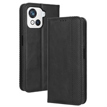 For Blackview Oscal C80 4G Imprinted Pattern Wallet Phone Case Retro Texture PU Leather Stand Magnetic Absorption Flip Cover - Black